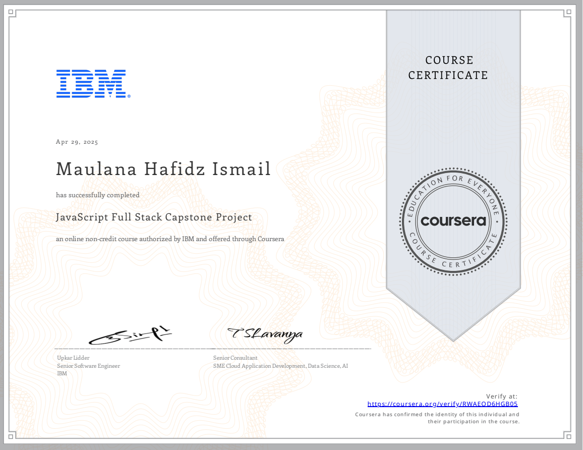 JavaScript Full Stack Capstone Project